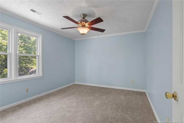 3464 Mcchoen Dr, Fayetteville, NC 28311 - carpeted empty room with ceiling fan and ornamental molding