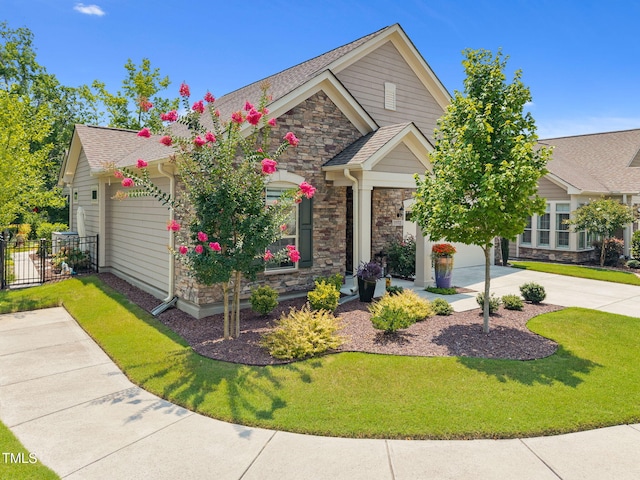 1372 Prevenient Dr, Wake Forest, NC 27587 - craftsman-style home with stone siding and concrete driveway
