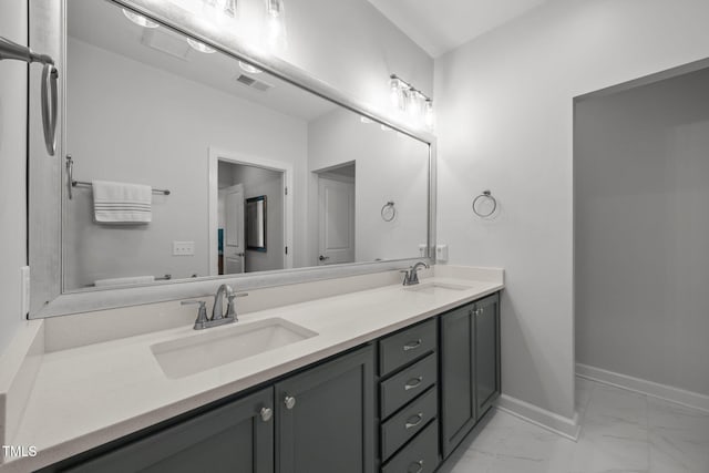 1372 Prevenient Dr, Wake Forest, NC 27587 - full bath with marble look tiles and double vanity