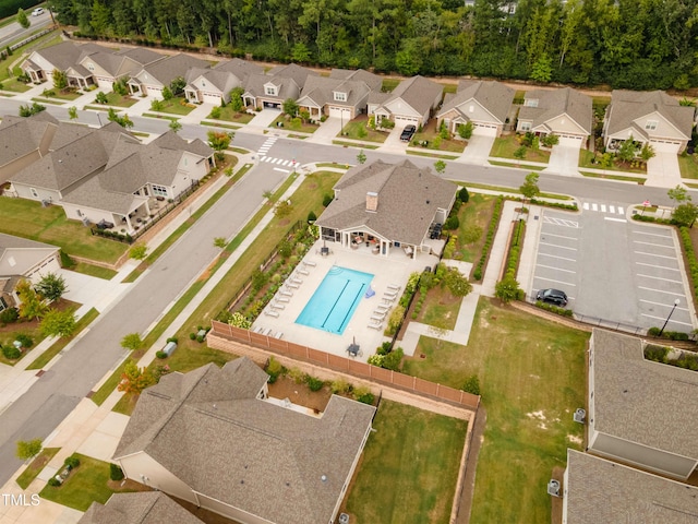 1372 Prevenient Dr, Wake Forest, NC 27587 - aerial perspective of suburban area featuring a pool