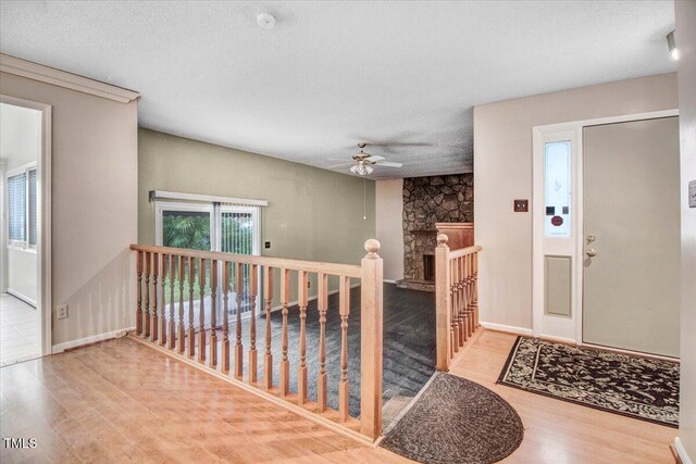 308 Spring Creek Rd, Goldsboro, NC 27534 - foyer with wood finished floors, ceiling fan, and a textured ceiling