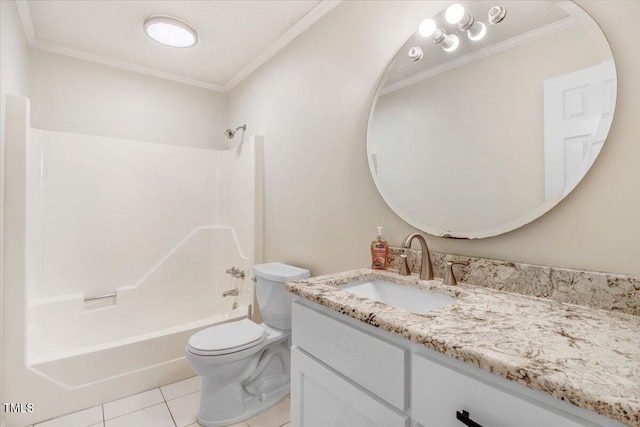 308 Spring Creek Rd, Goldsboro, NC 27534 - full bath featuring vanity, tile patterned floors, shower / tub combination, and crown molding