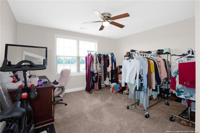 341 Woodington Rd, Hope Mills, NC 28348 - home office featuring a ceiling fan and carpet flooring