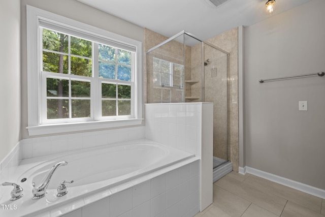 1802 Abby Knoll Dr, Apex, NC 27502 - full bathroom with a bath, tile patterned floors, and a shower stall