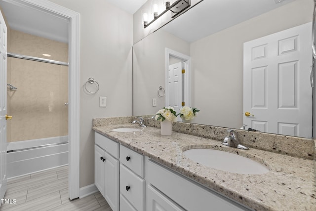 1802 Abby Knoll Dr, Apex, NC 27502 - full bathroom with double vanity and shower / bath combination with glass door