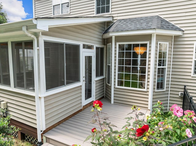 1802 Abby Knoll Dr, Apex, NC 27502 - wooden terrace featuring a sunroom