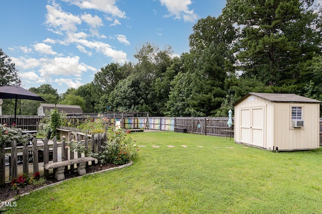 118 Truss Way, Durham, NC 27704 - fenced backyard with a storage shed and cooling unit