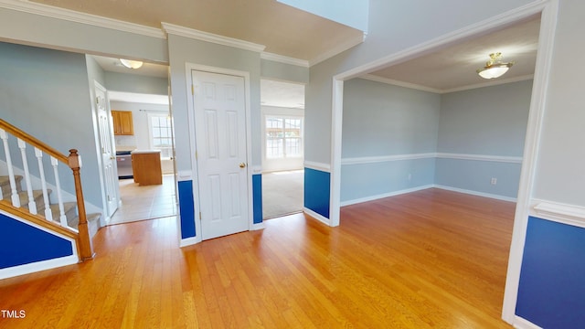 14 Gloucester Ct, Cameron, NC 28326 - empty room with light wood-type flooring, stairs, and crown molding
