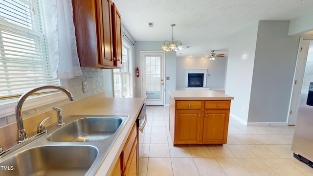 14 Gloucester Ct, Cameron, NC 28326 - kitchen with light countertops, ceiling fan, decorative light fixtures, and open floor plan