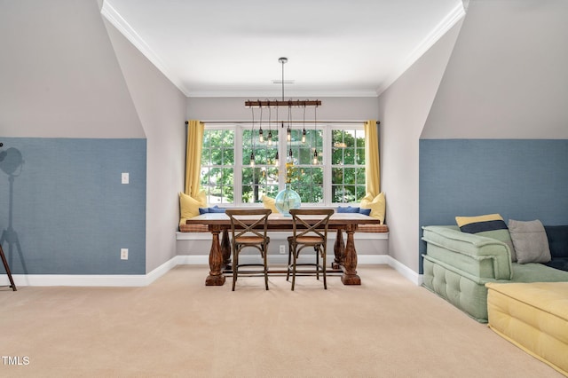 12452 Richmond Run Dr, Raleigh, NC 27614 - carpeted dining area featuring breakfast area and crown molding