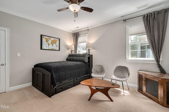 12452 Richmond Run Dr, Raleigh, NC 27614 - carpeted bedroom featuring ornamental molding and ceiling fan
