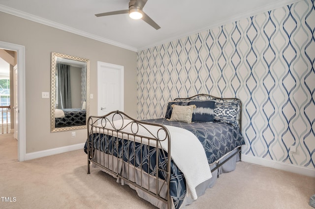 12452 Richmond Run Dr, Raleigh, NC 27614 - carpeted bedroom featuring crown molding and ceiling fan