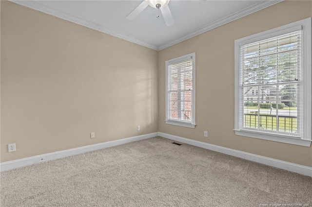 85 Shining Water Ln, Spring Lake, NC 28390 - unfurnished room with ornamental molding, a ceiling fan, and carpet flooring