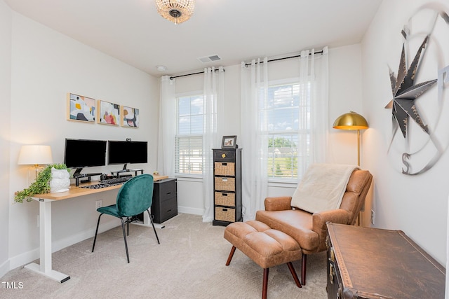 235 Misty Pike Dr, Raleigh, NC 27603 - office area featuring light carpet and baseboards