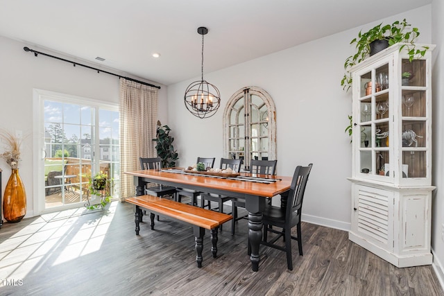 235 Misty Pike Dr, Raleigh, NC 27603 - dining area featuring a chandelier, wood finished floors, and recessed lighting
