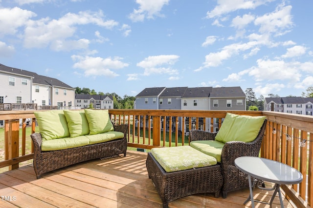 235 Misty Pike Dr, Raleigh, NC 27603 - wooden terrace featuring a residential view and outdoor lounge area