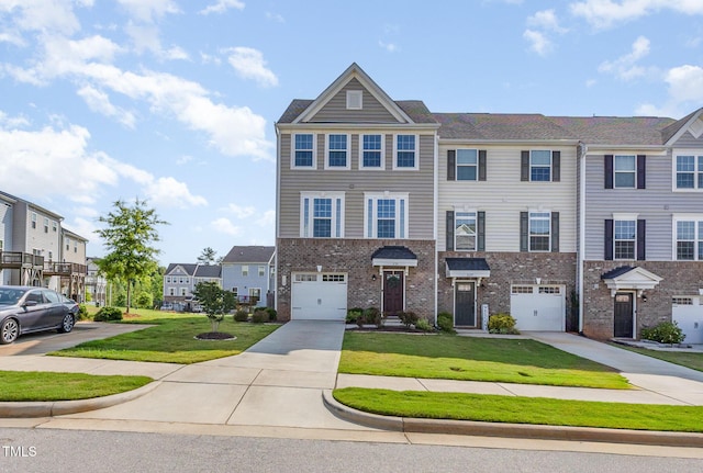 235 Misty Pike Dr, Raleigh, NC 27603 - view of property with a residential view, driveway, a front yard, and brick siding