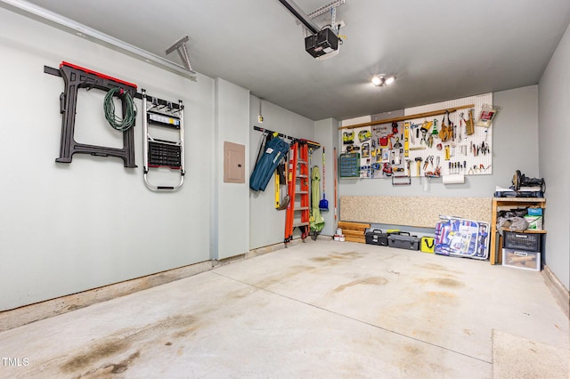 235 Misty Pike Dr, Raleigh, NC 27603 - garage featuring a garage door opener and electric panel