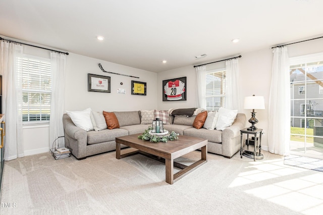 235 Misty Pike Dr, Raleigh, NC 27603 - carpeted living room featuring baseboards and recessed lighting