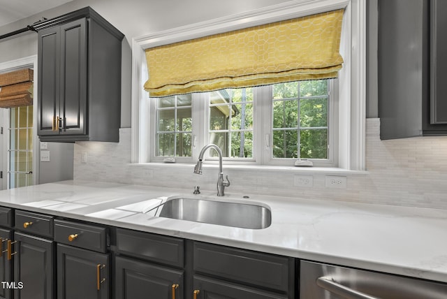 7112 Hasentree Way, Wake Forest, NC 27587 - kitchen with backsplash, stainless steel dishwasher, and healthy amount of natural light