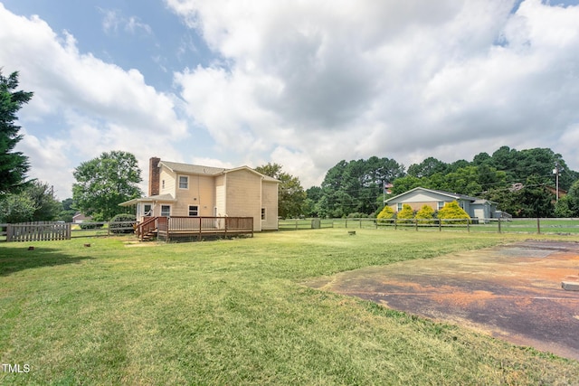 3542 Anderson Valley Rd, Mcleansville, NC 27301 - fenced backyard with a deck