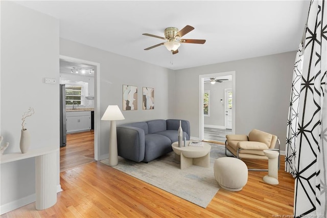3810 David St, Fayetteville, NC 28304 - living area with ceiling fan, light wood-style flooring, and plenty of natural light