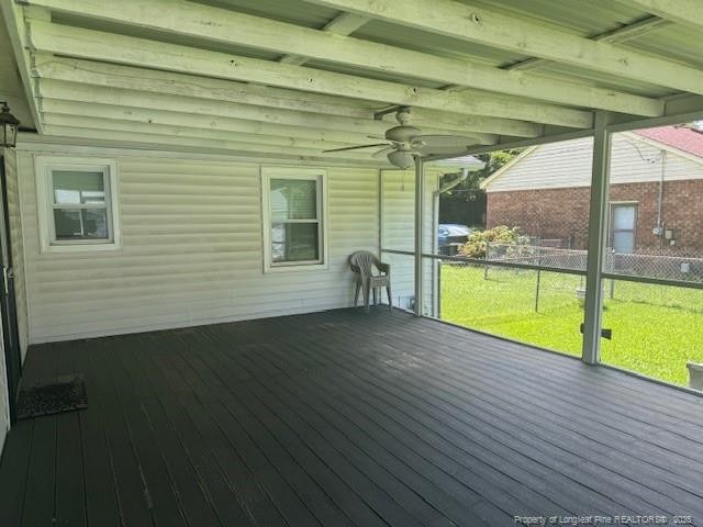 5027 Chesapeake Rd, Fayetteville, NC 28311 - wooden deck featuring ceiling fan
