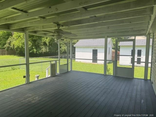 5027 Chesapeake Rd, Fayetteville, NC 28311 - unfurnished sunroom with ceiling fan