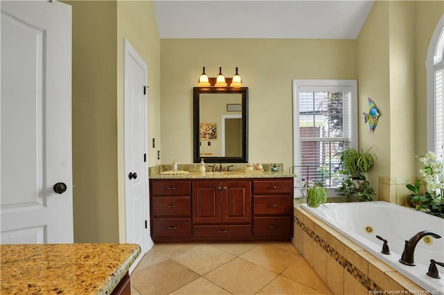 2825 Sand Trap Ln, Hope Mills, NC 28348 - full bath featuring vanity, a whirlpool tub, and tile patterned floors