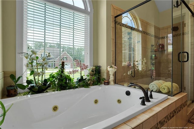 2825 Sand Trap Ln, Hope Mills, NC 28348 - full bathroom with a tub with jets and a stall shower