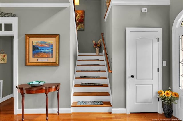 2825 Sand Trap Ln, Hope Mills, NC 28348 - stairway featuring wood finished floors and baseboards