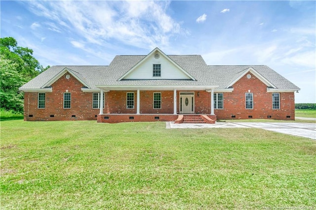 1190 Mckeller Rd, Fairmont, NC 28340 - view of front of home featuring crawl space, brick siding, a porch, and roof with shingles