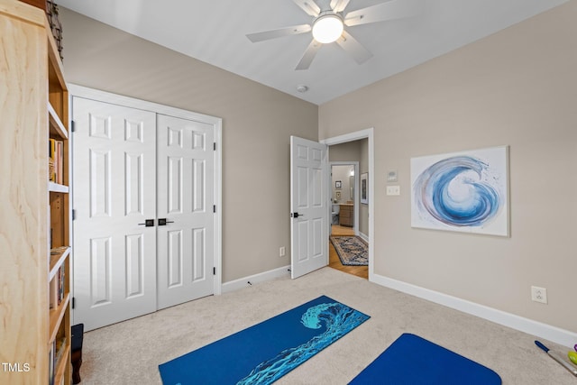 12510 Megan Hill Ct, Raleigh, NC 27614 - exercise area featuring carpet and a ceiling fan