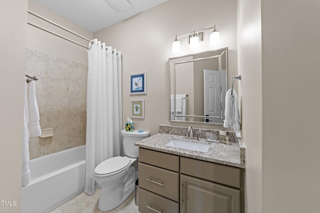 12510 Megan Hill Ct, Raleigh, NC 27614 - bathroom featuring vanity, shower / bathtub combination with curtain, and tile patterned flooring