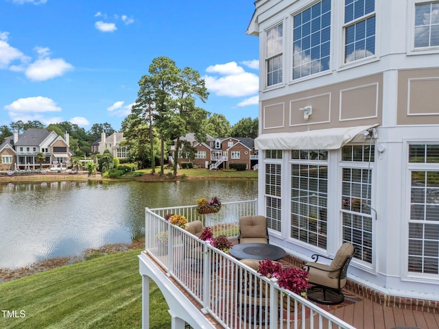 12510 Megan Hill Ct, Raleigh, NC 27614 - wooden terrace featuring a water view and a residential view