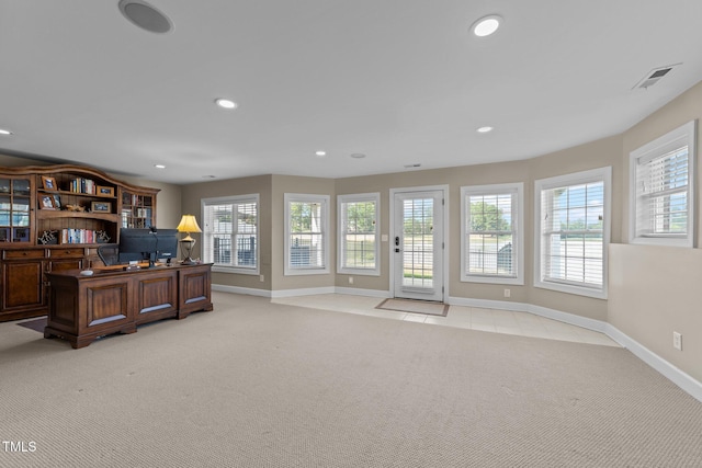 12510 Megan Hill Ct, Raleigh, NC 27614 - home office with light carpet and recessed lighting