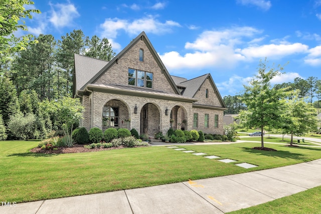 2203 Meadowcreek Dr, Durham, NC 27705 - french country home with brick siding and a front yard