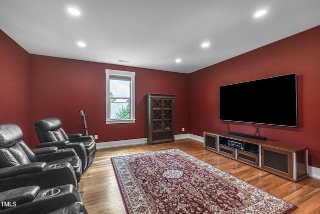 2203 Meadowcreek Dr, Durham, NC 27705 - home theater room with wood finished floors and recessed lighting