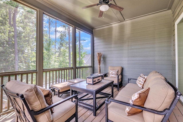 2203 Meadowcreek Dr, Durham, NC 27705 - sunroom / solarium with outdoor lounge area and a ceiling fan