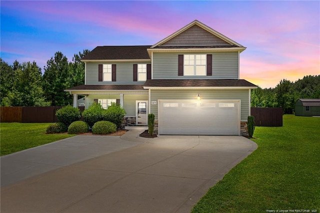 6204 Yorkie Ct, Stedman, NC 28391 - view of front of property with driveway, a garage, and stone siding