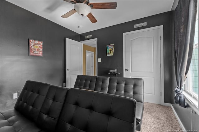6204 Yorkie Ct, Stedman, NC 28391 - carpeted home theater room with a ceiling fan