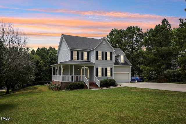 683 Castleberry Rd, Clayton, NC 27527 - view of front of home featuring covered porch, driveway, roof with shingles, and a lawn