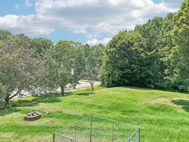 683 Castleberry Rd, Clayton, NC 27527 - view of green lawn featuring an outdoor fire pit