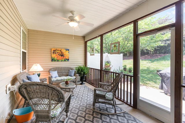 5030 Homeplace Dr, Apex, NC 27539 - sunroom / solarium featuring ceiling fan and outdoor lounge area
