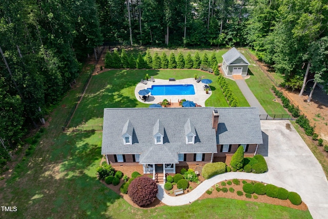 4135 Somerset Dr, Oxford, NC 27565 - view from above of property featuring a pool