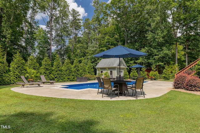4135 Somerset Dr, Oxford, NC 27565 - swimming pool featuring a patio, a lawn, and stairway