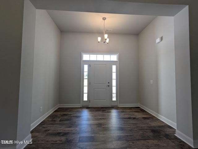 5677 Red Oak Battleboro Rd Lot 3, Battleboro, NC 27809 - entrance foyer featuring a chandelier and dark wood-style floors