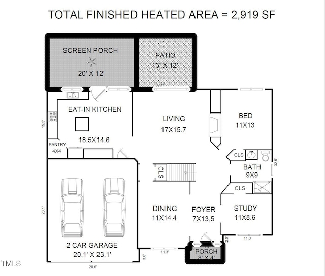 2021 Patapsco Dr, Apex, NC 27523 - view of floor plan / room layout