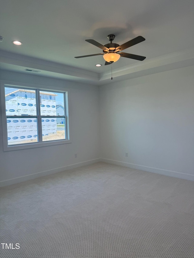 3731 Lebrun Path Unit 150Gunnison Cl, Fuquay Varina, NC 27526 - carpeted empty room with ceiling fan, recessed lighting, and a tray ceiling