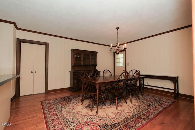 1801 Bethlehem Rd, Rocky Mount, NC 27803 - dining room with a chandelier, ornamental molding, and wood finished floors